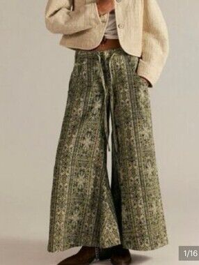 Free People Dahlia Wide-Leg Pants- LEMON GRASS